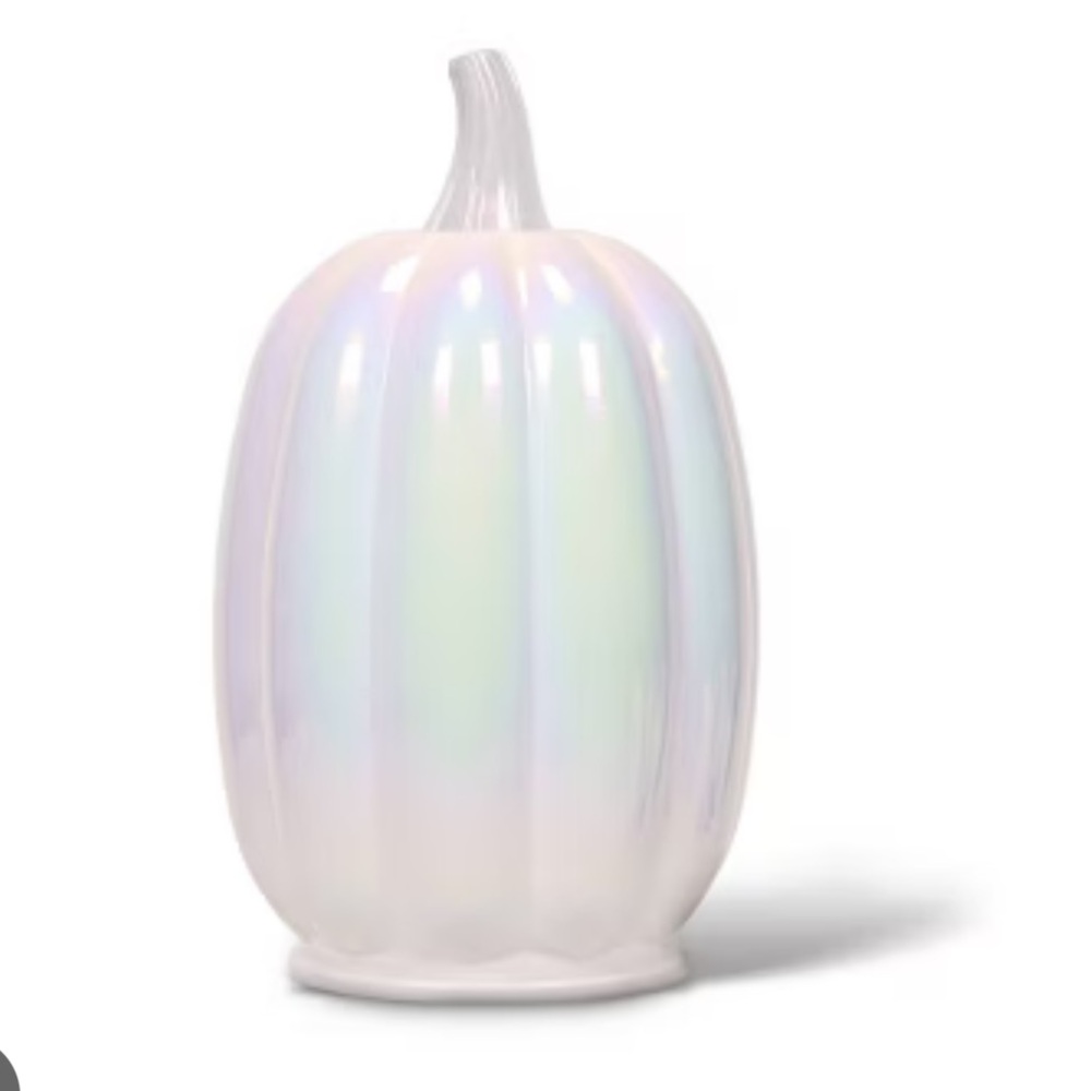 Glass Iridescent White Pumpkin Figural Target Bullseye Playground Halloween